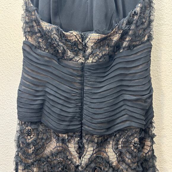 Tadashi Shoji Gown Maxi Dress SZ 4 Black-Tie Formal Wedding Whimsigoth Prom Goth - Picture 8 of 14